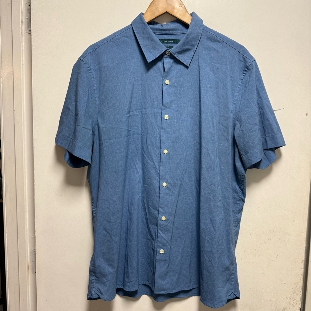 Perry Ellis Classic Blue Button Down Shirt Size XL